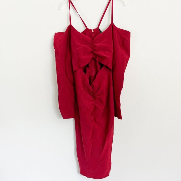 marciano guess red off the shoulder dress bodycon L - Picture 1 of 8